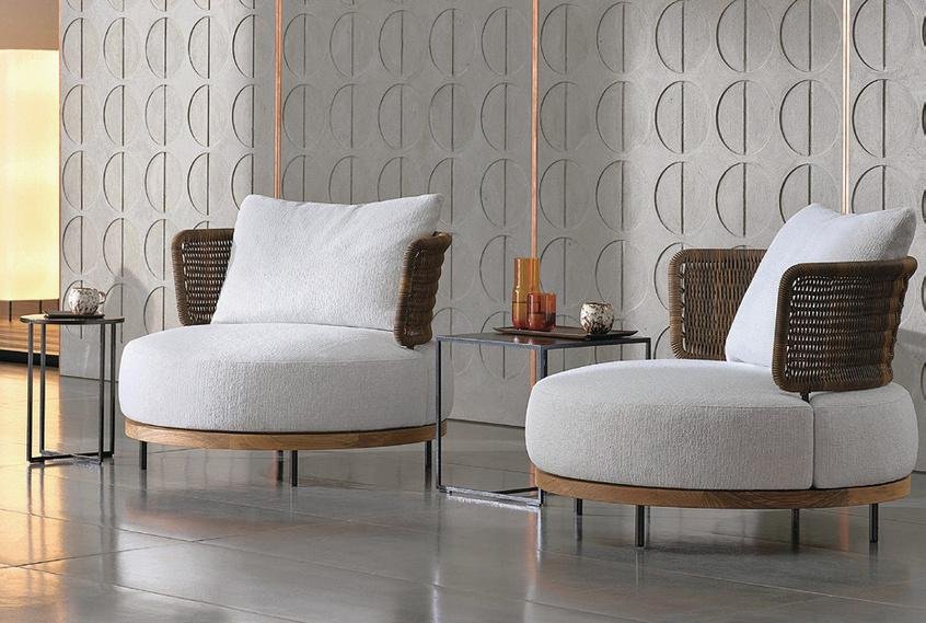 Poltronas sofisticadas para lounge externo